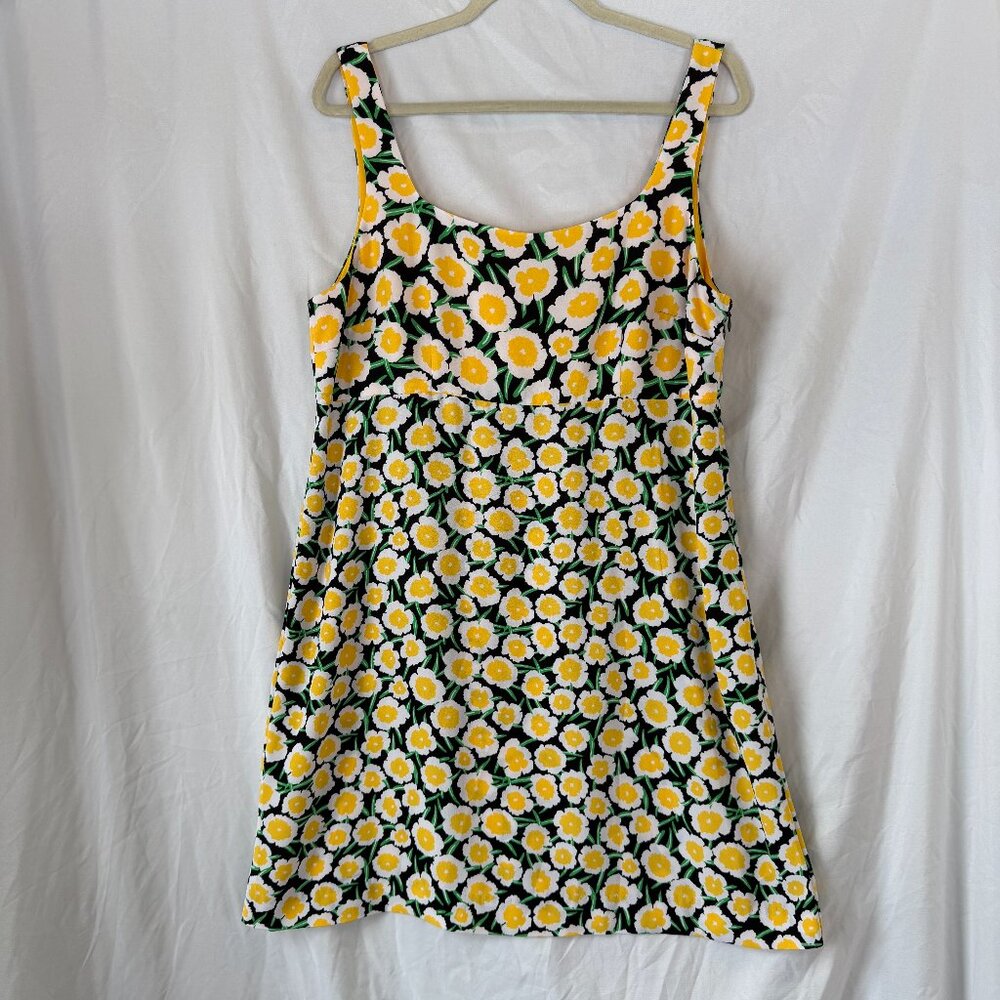 Diane Von Furstenberg Mini Shift Dress 14 Floral Sleeveless Target Blue Yellow
